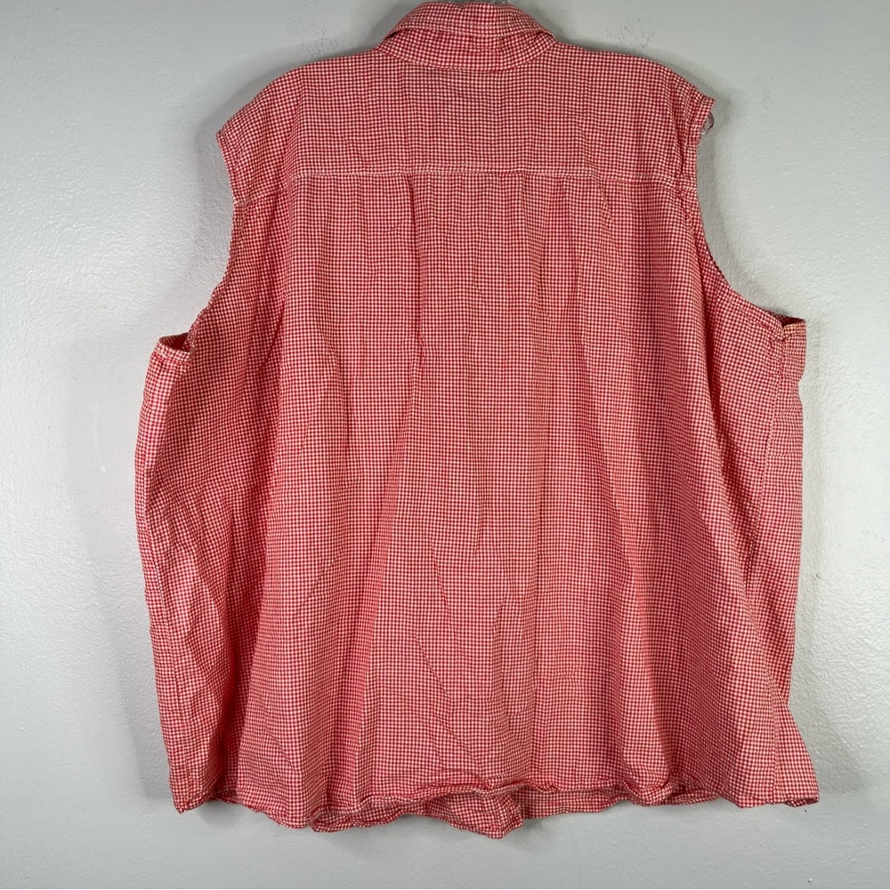 Scooby Doo Shirt Women's 26/28W Red White Plaid Button Down Sleeveless Cotton - Picture 9 of 13